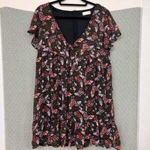 Altar'd State Floral Mini Dress - Black and Pink